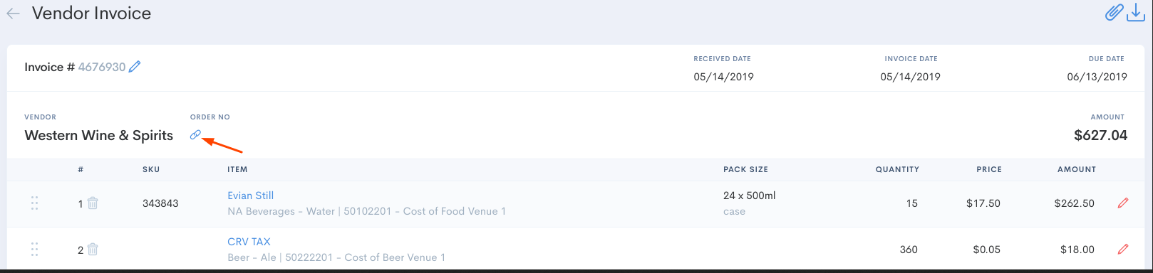 Link Order LINKING VENDOR INVOICE TO ORDERS